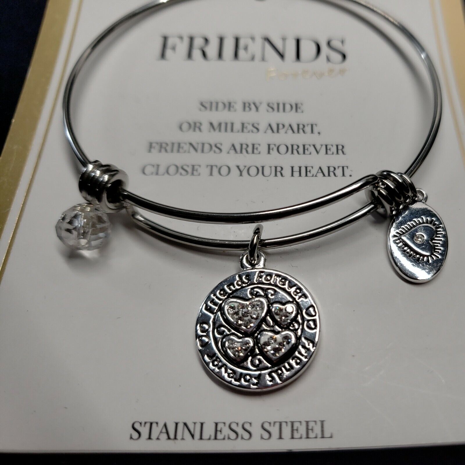Footnotes Friends Forever Wire Bracelet One Size Adjustable In Silver Tone Nwt — image 2 of 8